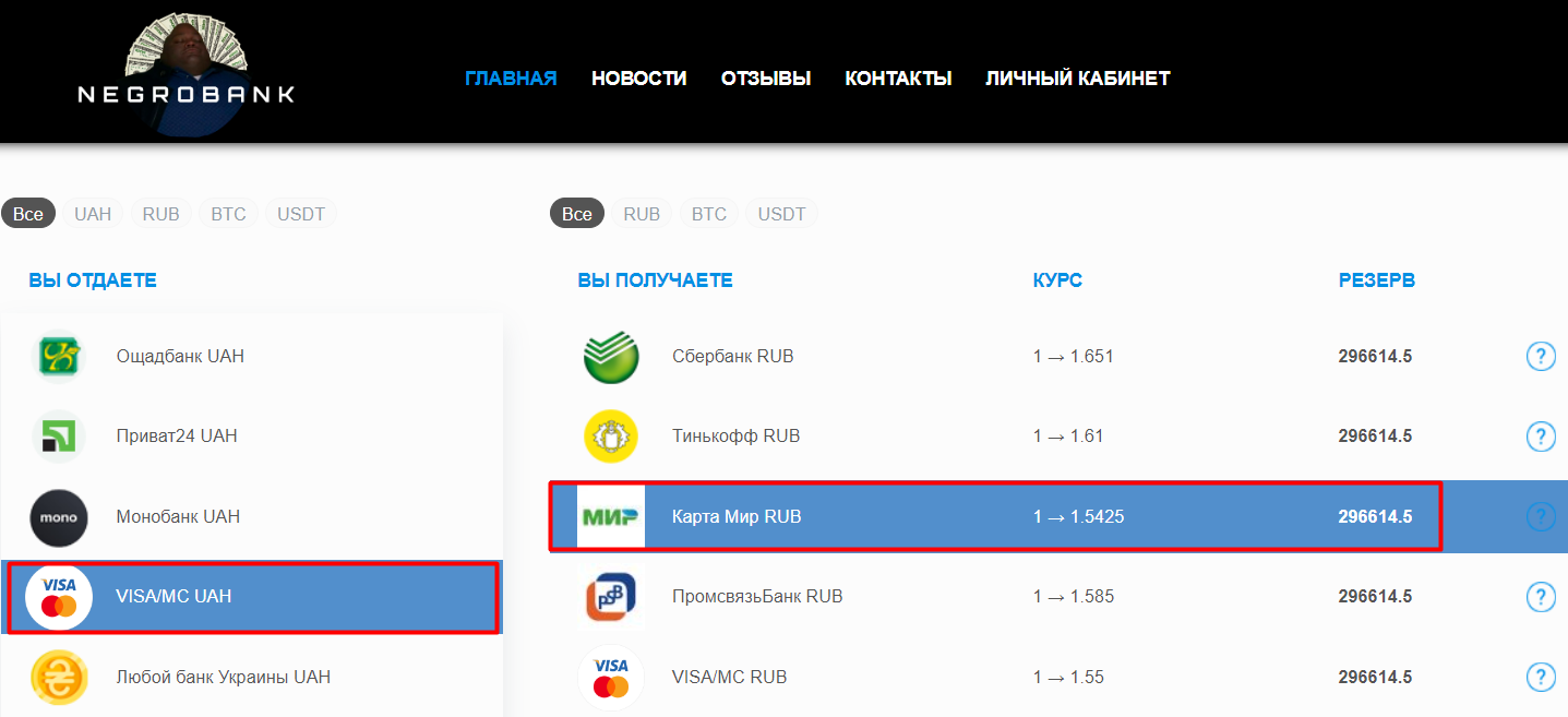 Обмен гривны на рубль карты Мир