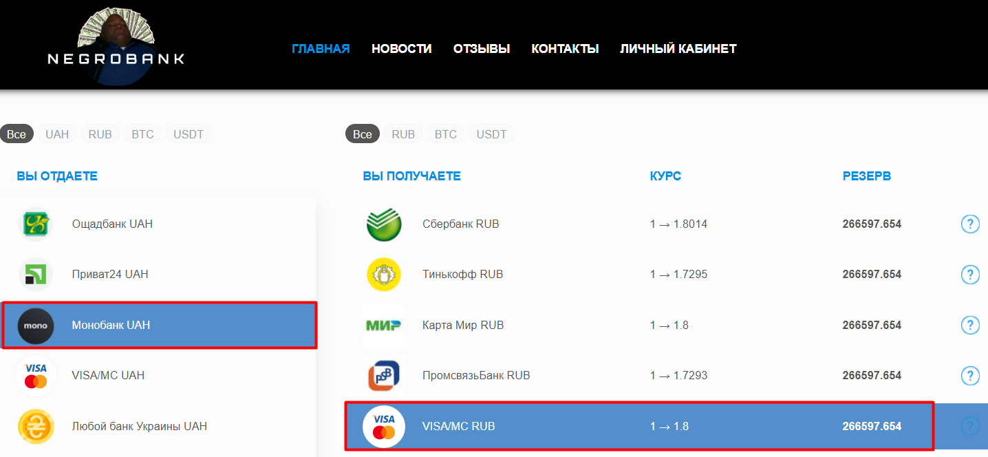 обменять валюты монобанк - виза